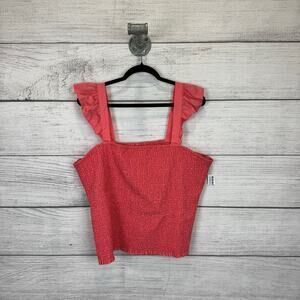 Old Navy Plus Size Salmon Pink Smocked Spring Ruffle Strap Top Size XXL